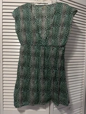 CAPELLI New York Casual Dress teal/black/white pattern 100% Cotton Size XL