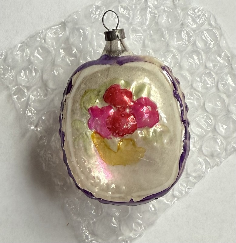 Vintage Mercury Glass ChristmasOrnament Flower Basket 
