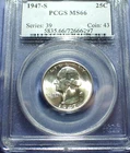1947-S Washington Quarter  PCGS MS 66