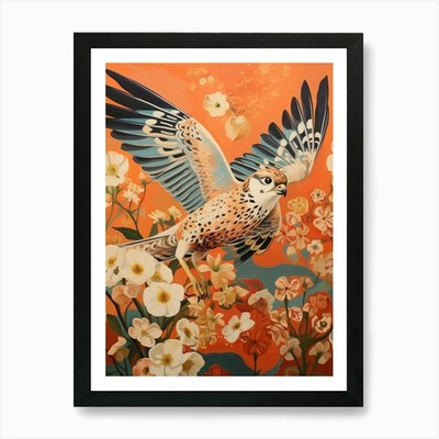 Amerikanischer Turmfalke 3 detaillierte Vogel PA gerahmtes Wandbild Poster Leinwanddruck Bild