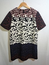 Zara Woman Mini Shift Dress Leaf Print Multicolored Polyester Medium M