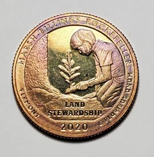 TONED 2020 S MARSH BILLINGS ROCKEFELLER WASHINGTON QUARTER CLAD PROOF UNC #C9446