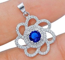 2CT Treated Blue Sapphire 925 Sterling Silver Pendant YB3-4