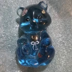 Fenton Hand-Painted Blue Glass Bear Figurine Signed W. Anderson F106