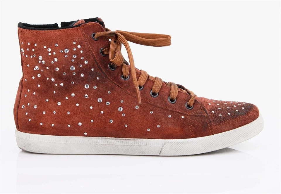 ITALIA OVYE SNEAKER IN PELLE scarpe da donna strass alte vera pelle stivali in pelle - Immagine 4 di 4