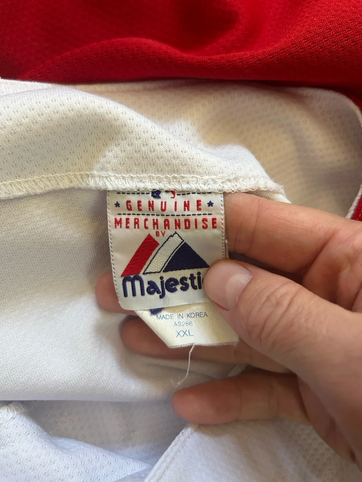 Majestic MLB Cincinnati Reds White Red Blank Jersey XXL Script Embroidered Mens - Image 3 of 4