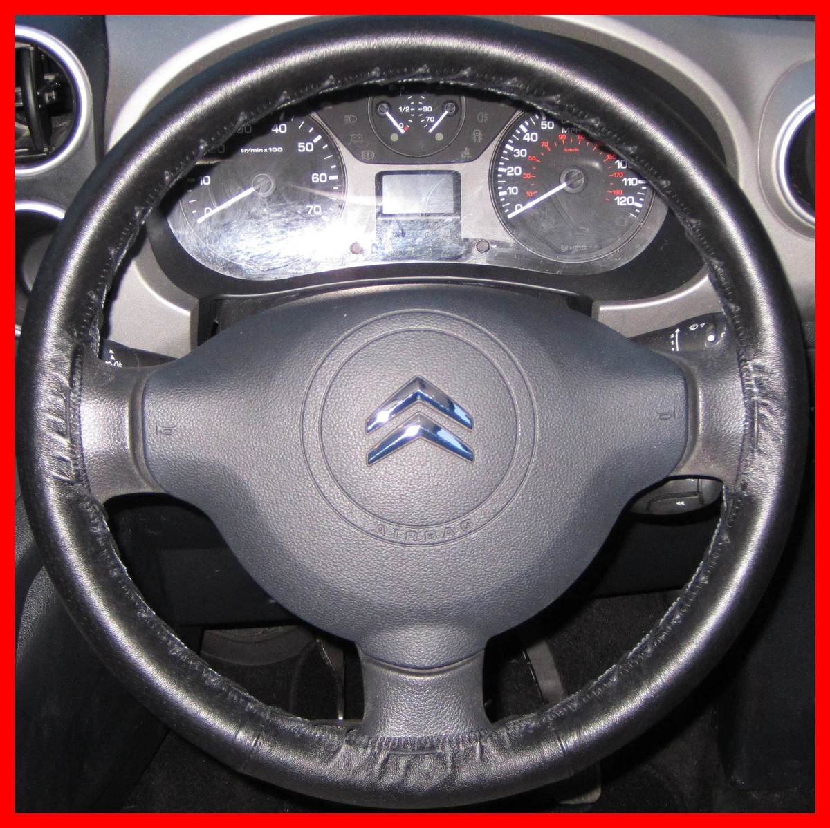 Citroen Berlingo STEERING WHEEL COVER black Leather 14