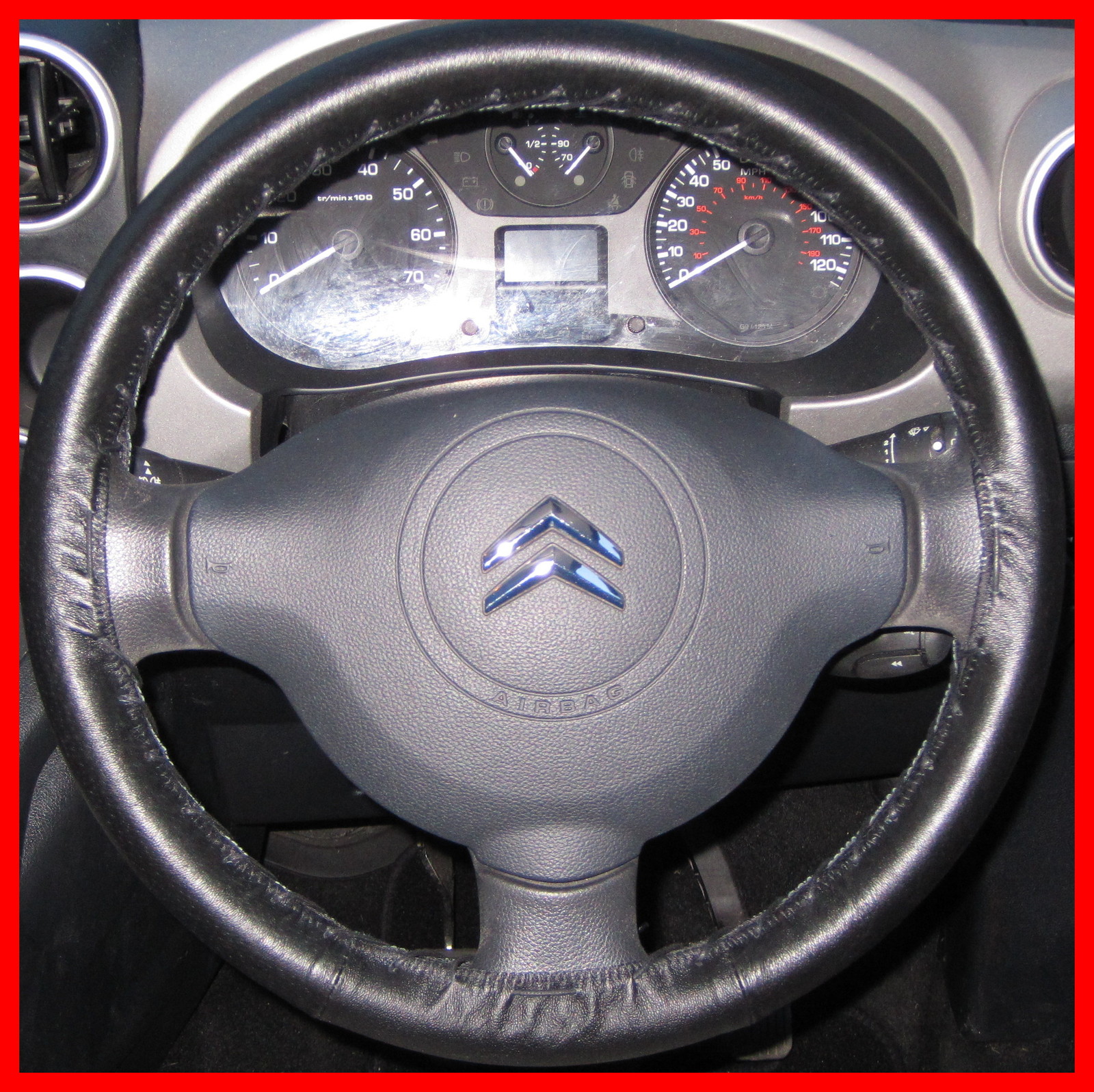 Citroen Berlingo STEERING WHEEL COVER black Leather 14" 36cm 38cm eBay