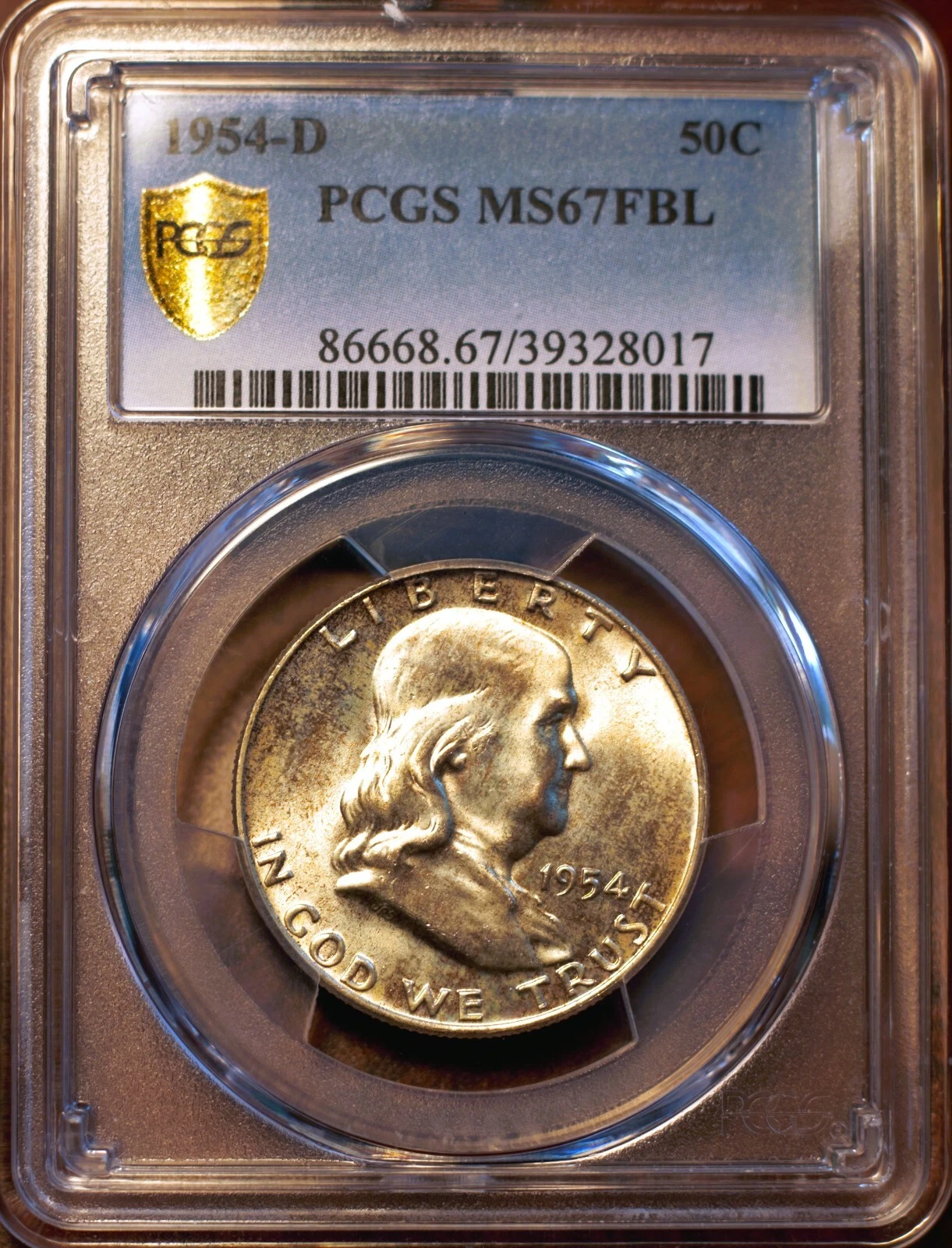 1954-D 50c Franklin Half Dollar PCGS MS67 FBL