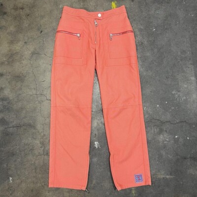 Y2k Chanel Identification SS 2002 orange peach utility cargo style pants IT  42