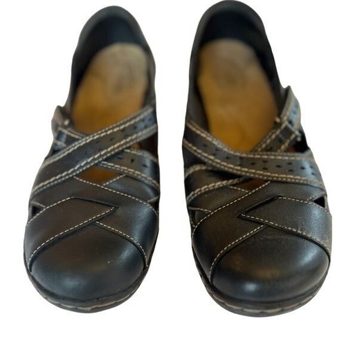 Clarks Women’s Size 10 Flats Ashland Spin Q Black Leather Slip On Loafers Shoes - 第 2/12 張圖片