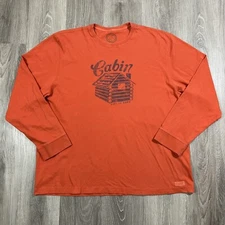 Life Is Good T-Shirt Mens XXL Classic Fit Orange Long Sleeve Cabin Outdoor