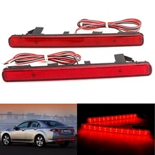 2x Red Lens LED Bumper Reflector Tail Stop Brake Light For 09-14 Acura TSX Sedan
