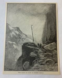 1889 magazine engraving ~ FROM VALLEY TO VALLEY IN NORTHERN NORWAY
