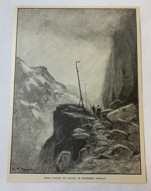 1889 magazine engraving ~ FROM VALLEY TO VALLEY IN NORTHERN NORWAY