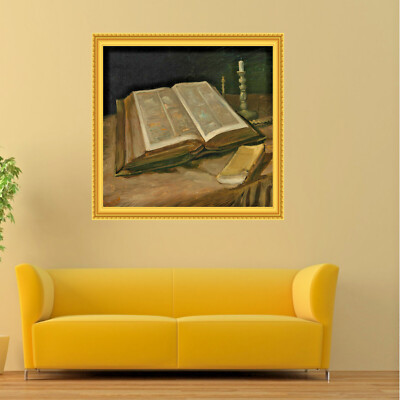 Van Gogh Stillleben mit Bibel Wandaufkleber Wandbild Aufkleber Poster Rahmen Effekt P006