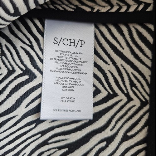 MINT CABI Women's B/W Zebra Animal Print Trench Coat Long Jacket Small S - Picture 10 of 11
