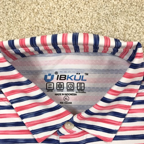 Ibkul Cooling Polo Shirt Mens XL New Striped Blue Watermelon New - Picture 4 of 8