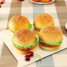 4PCS Artificial Hamburger Fake Food Bread Model Kitchen Party Decoration Prop
