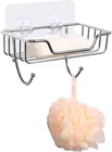 Stainless Steel Soap Dish Wall Mounted Holder Bar Bathroom Shower Basket Storage