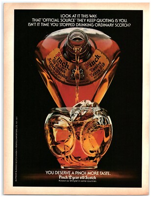 1982 Pinch 12 Year Old Scotch Print Ad, Dimple Haig Pour in Rocks Glass Source