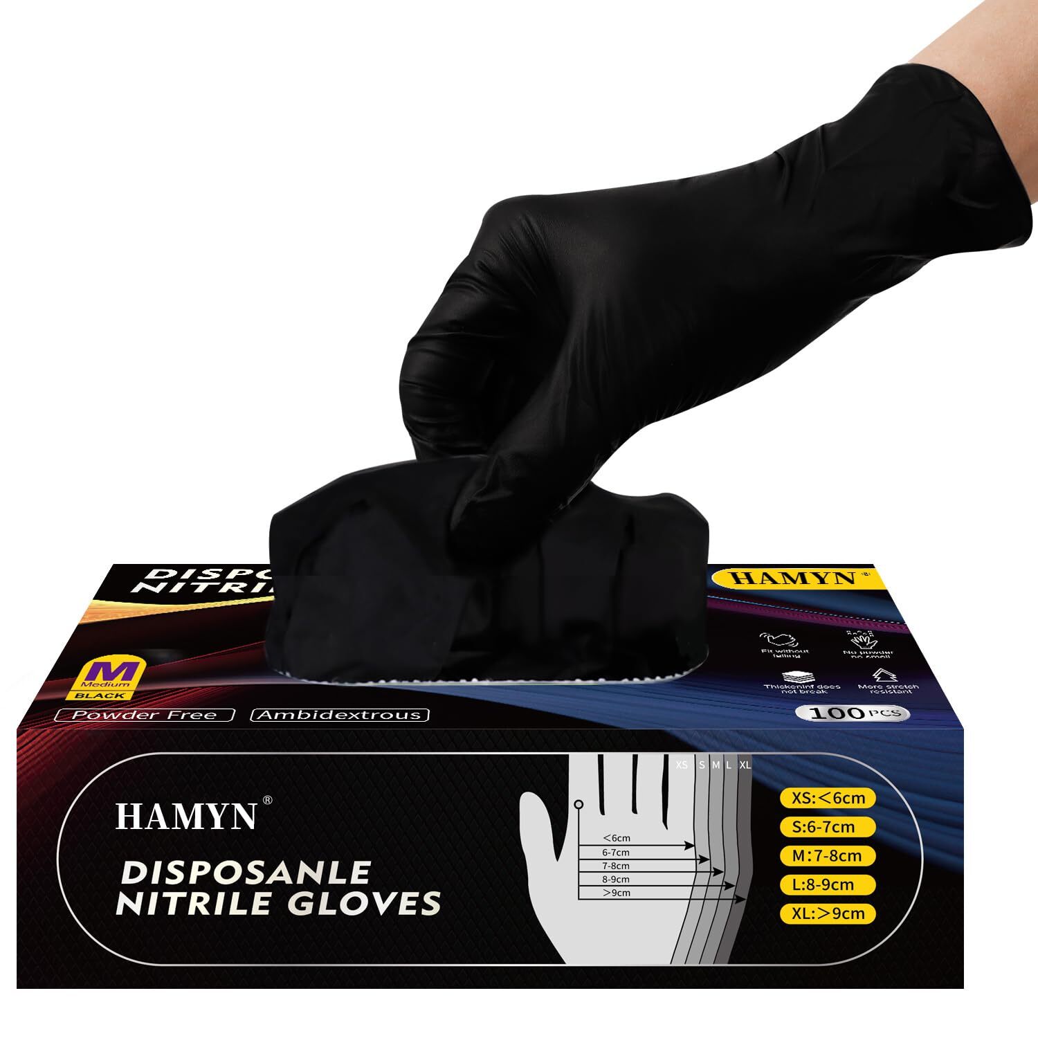 Nitrile Gloves Disposable Latex Free & Powder Free, Chemical-resistant Dispos...