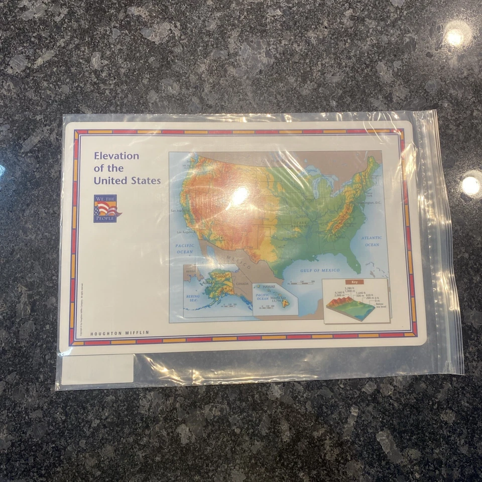 Houghton Mifflin EE. UU. Mapas de escritorio mundial manteles individuales estados reverso hogar escuela estudio Foto 3 de 4