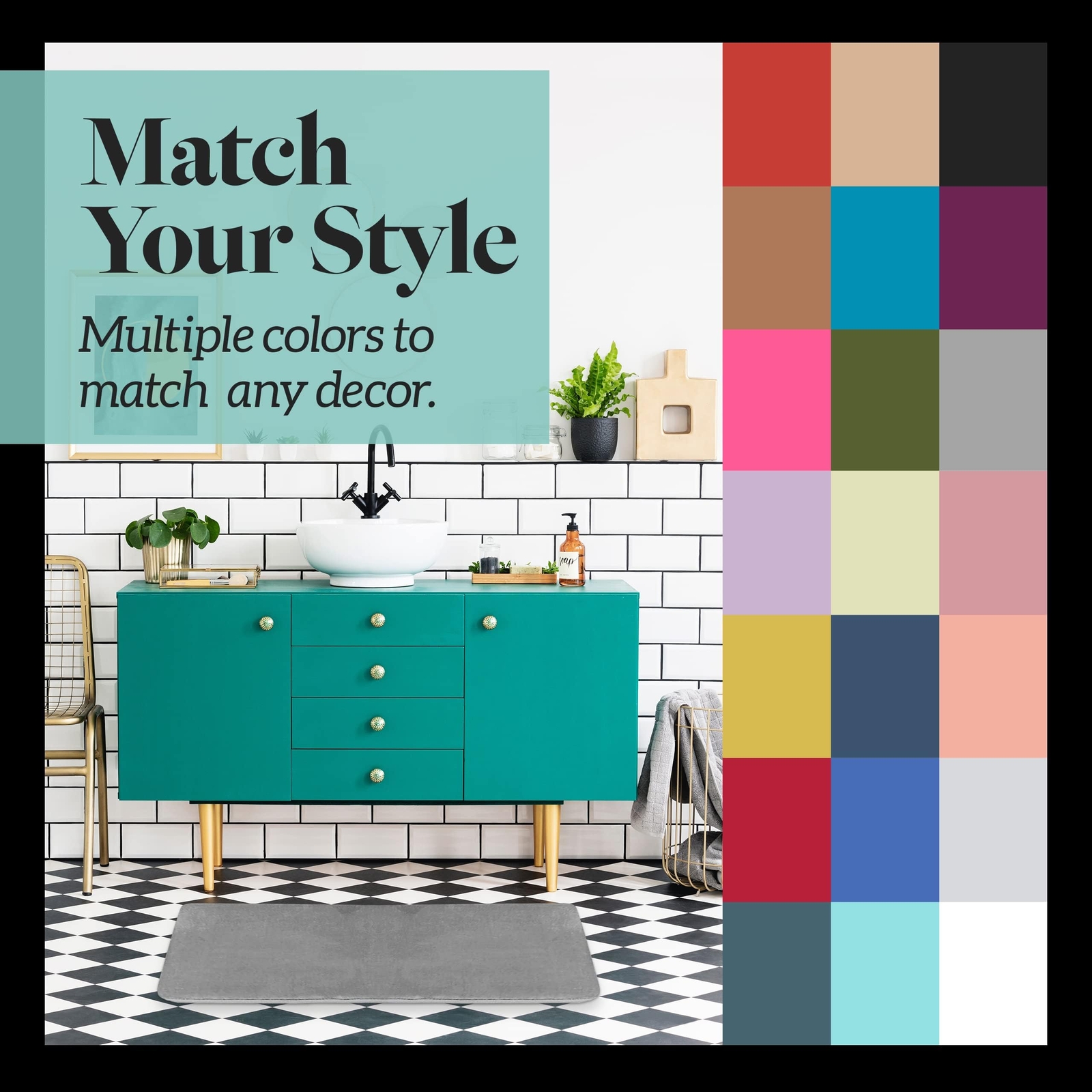 Memory Foam Bath Mat Non Slip Absorbent Super Cozy Velvet Bathroom Rug Carpet (1