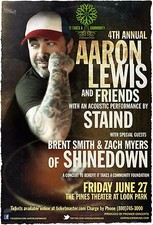 AARON LEWIS of STAIND/BRENT SMITH &ZACH MYERS/SHINEDOWN 2014 CONCERT TOUR POSTER