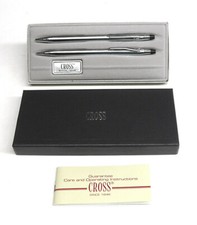 Vintage New Cross Ball Pen Pencil Set 3501 Chrome Rare No Inscription NOS