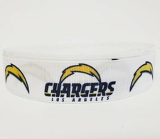 Los Angeles Chargers, White Grosgrain Ribbon 1" By the yard NEW