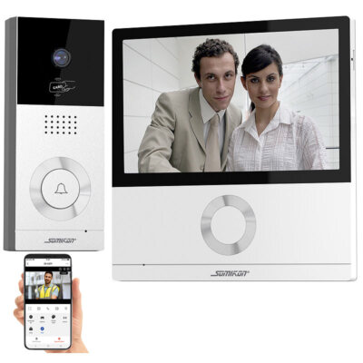 Somikon Full-HD-Video-Türsprechanlage mit 17,8-cm-Touchscreen (7''), WLAN, App