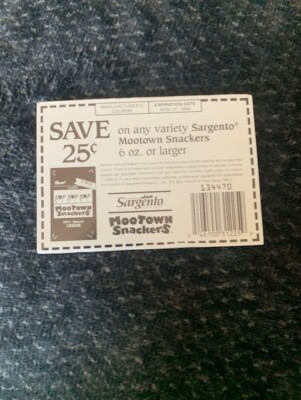 Sargento Mootown Snackers Cheese Vintage Coupon 1989 Rare