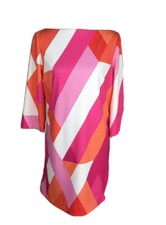 Tahari Polyester Spandex Dress Size 10 Multicolor Striped 3/4 Sleeves Zip
