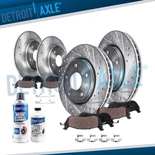 Front & Rear Drilled Slotted Rotors Ceramic Brake Pads Kit for Jetta Golf Beetle