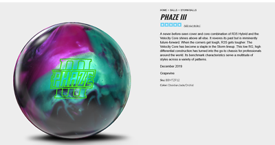 g3 15 lb NIB Storm 2019 PHAZE III Phaze 3 Bowling Ball, Former