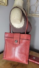 Vintage Pelle Studio Red Leather Shoulder Bag Set Tote Handbag Bohemian Hippie