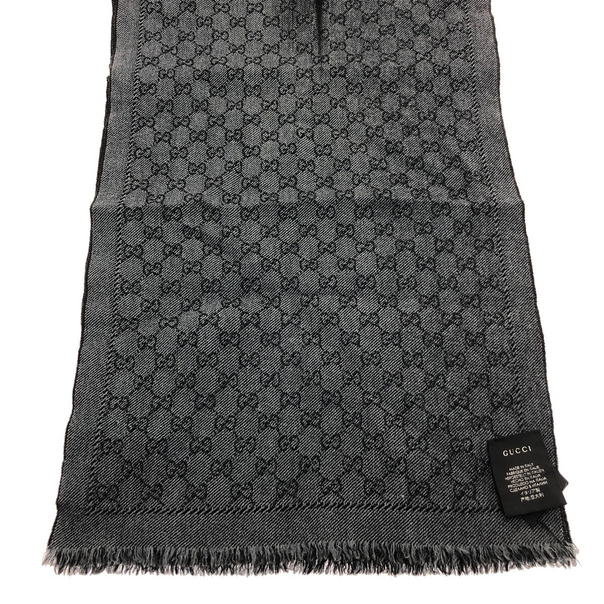 Gucci 508027 Scarf Muffler Gg Logo Wool Gray Used From Japan