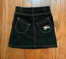 Authentic Burberry Girls Black Denim Jean Skirt Adjustable Waist  Size 8