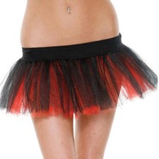 Reversible Petticoat Tutu Layered Ruffled Mesh Tiered Black Red 118203 XS/S