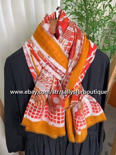Sallys Cashmere Ring Scarf Wrap Shawl Geometric Print Soft Thin Delicate 78"*39" - Picture 25 of 29