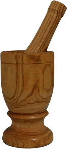 IMUSA USA Small Wood Mortar & Pestle Small, Tan - Picture 1 of 2