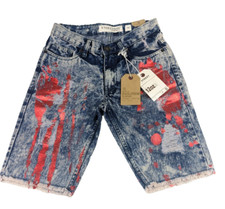 NWT Evolution In Design Boys Jean Shorts Size 14 Blue Denim Distressed