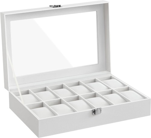 Portaorologi 12 posti ecopelle bianco velluto box vetrina orologio x uomo donna - Foto 9 di 9