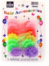 EDEN GIRLS SELF HINGE FLOWER HAIR BARRETTES - PASTEL COLORS - 18 PCS. 58144 