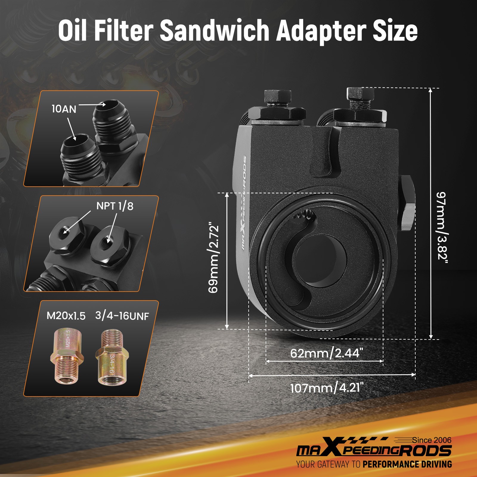 Universal Transmission Oil Cooler 7 Row 10AN w/Thermostatic Sandwich Adapter