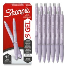S-Gel, Gel Pens, Medium Point 0.7mm , Icy Violet Barrel, Black Ink, 12 Count