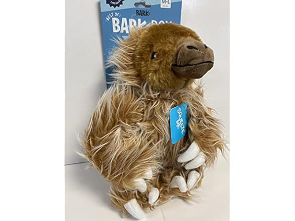 BARK Gordon The Giant Sloth Plush Dog Toy, Large Brown