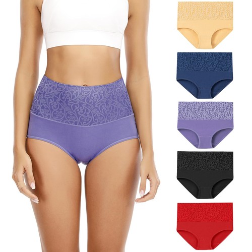 Damen-Slips hoch tailliert Baumwolle Unterwäsche Bauchkontrolle Damen weich voller Bezug... - Bild 1 von 6