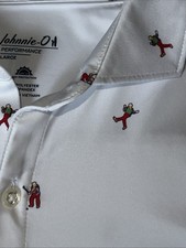 NWT johnnie-O DANCIN Golfer  Printed Featherweight Performance Polo White LARGE